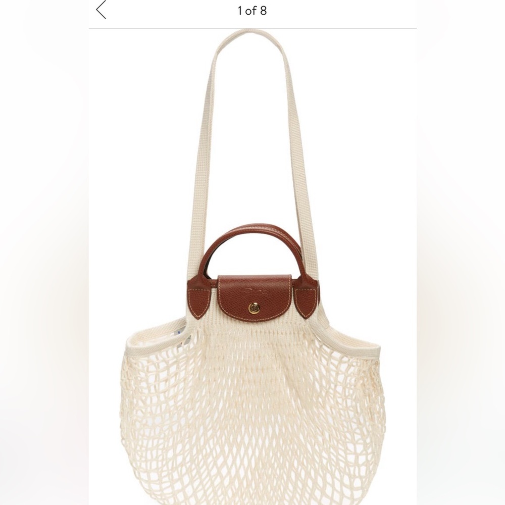 NWOT Longchamp Le Pliage Large Knit Filet Shoulder Bag Ivory (ecru)